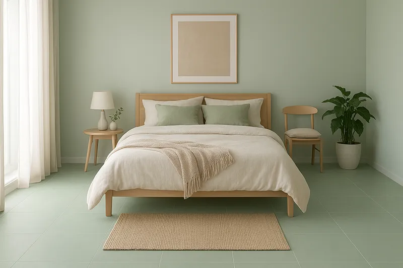 سرامیک با رنگ سبز کم رنگ برای اتاق خواب