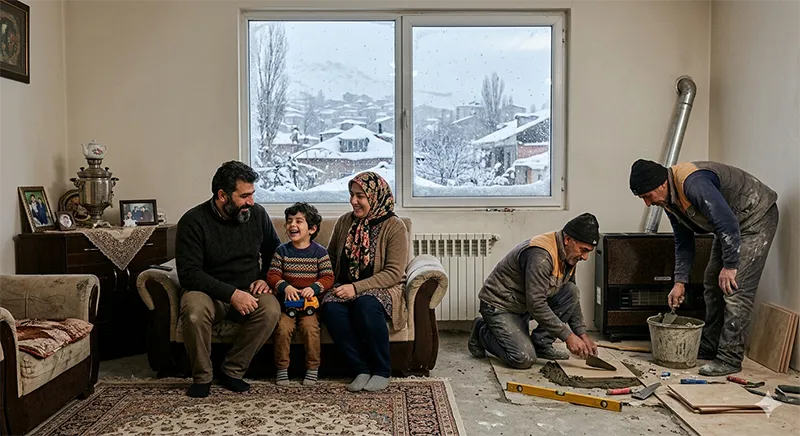 تصویر از نصب سرامیک معمولی در خانه ای در اردبیل
